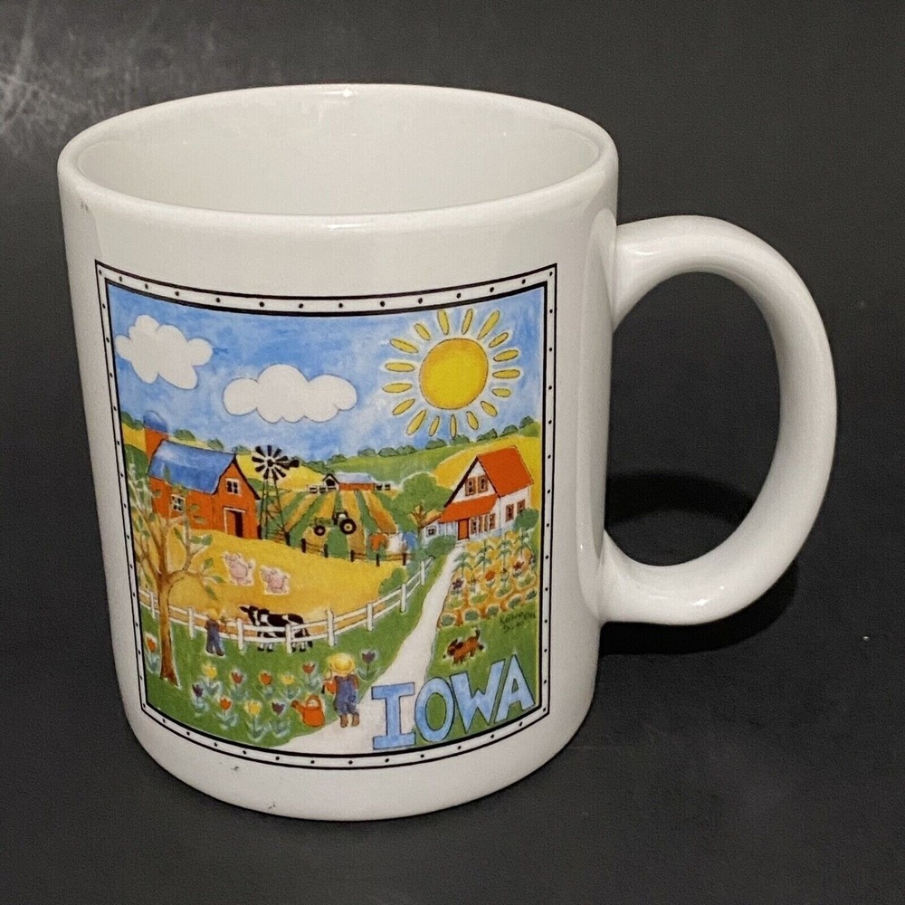 Iowa Farm Scene Mug White United States Travel Souvenir Agriculture Midwest Cup‎